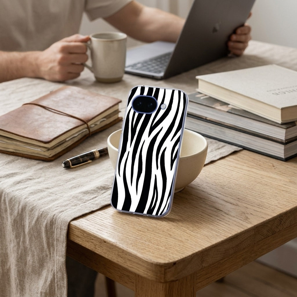 Softcase hoesje Google Pixel 10a Zebra - lifestyle foto in huiselijke setting