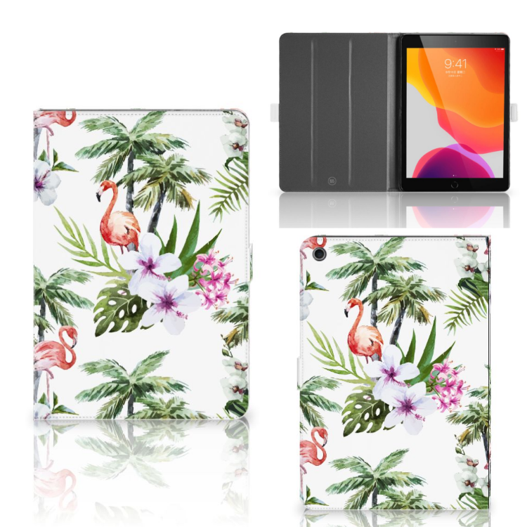 Flip Case Flamingo Palms - collage met voor-, achter- en binnenkant