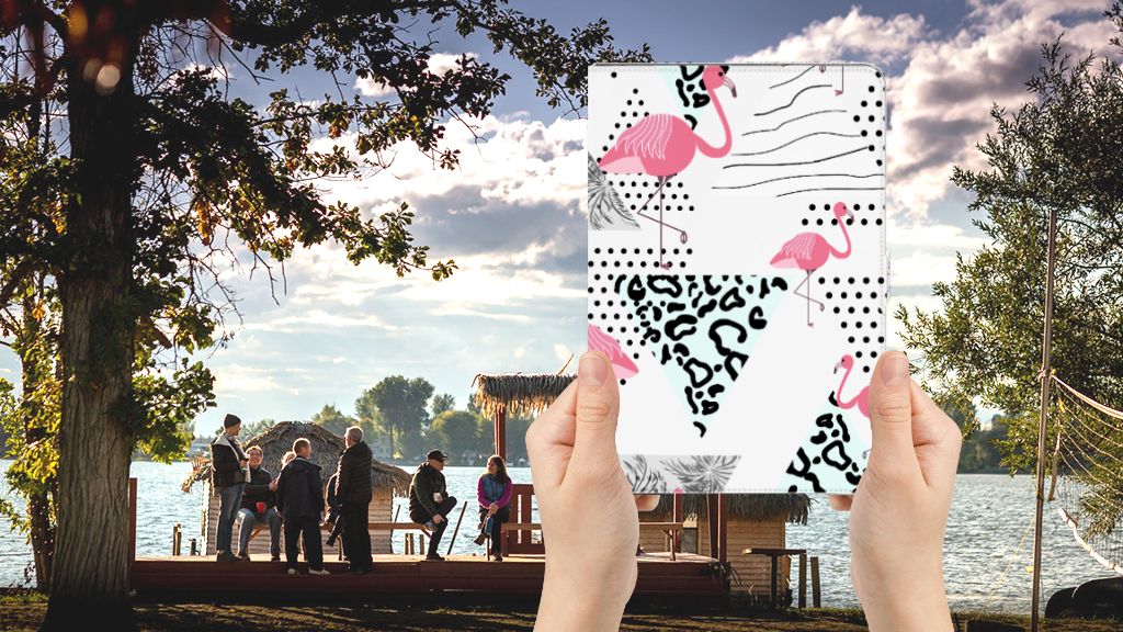 Flip Case Flamingo Triangle - voorkant