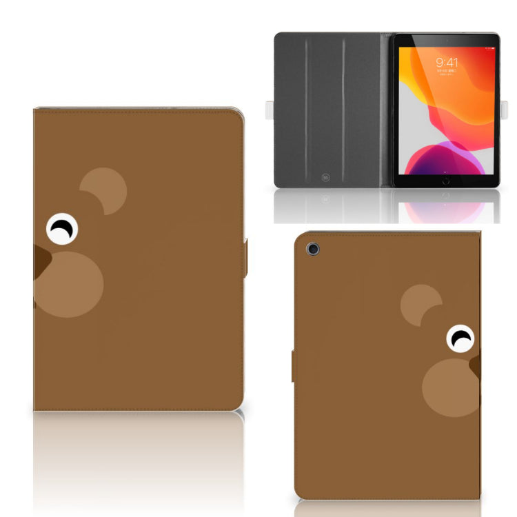 Hippe Tablet Hoes Bear Brown - collage met voor-, achter- en binnenkant