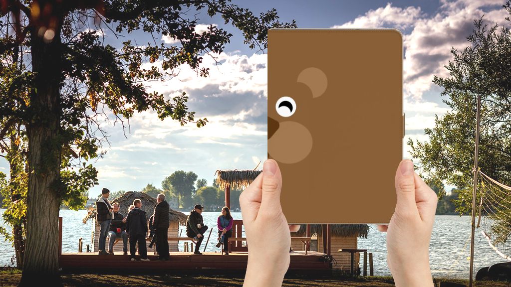 Hippe Tablet Hoes Bear Brown - voorkant