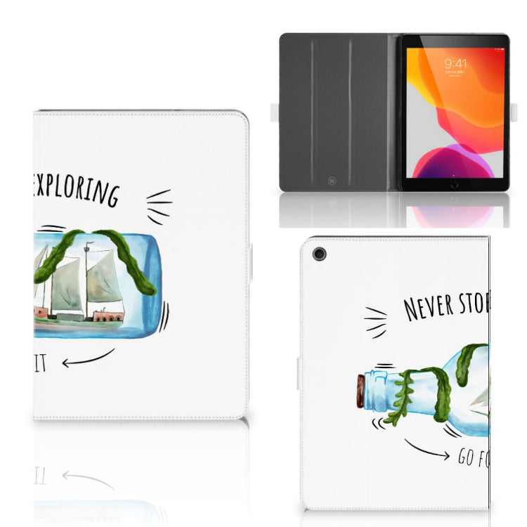 Hippe Tablet Hoes Boho Bottle - collage met voor-, achter- en binnenkant