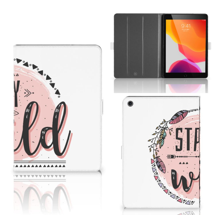 Hippe Tablet Hoes Boho Stay Wild - collage met voor-, achter- en binnenkant