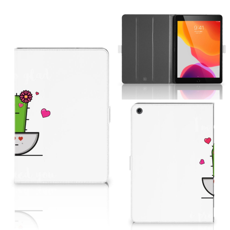 Hippe Tablet Hoes Cactus Glad - collage met voor-, achter- en binnenkant