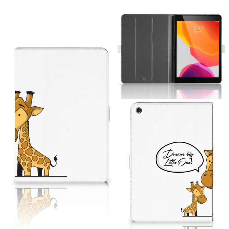 Hippe Tablet Hoes Giraffe - collage met voor-, achter- en binnenkant