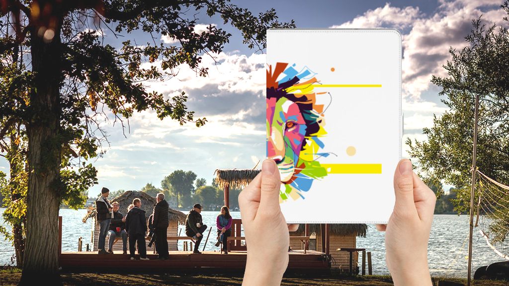 Hippe Tablet Hoes Lion Color - voorkant