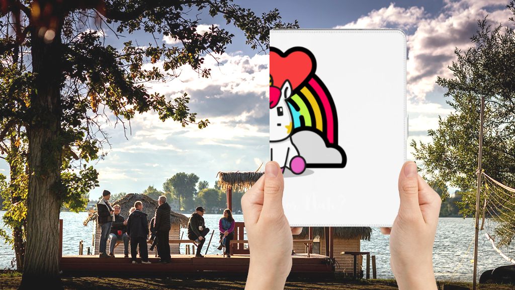 Hippe Tablet Hoes Unicorn Cute - voorkant