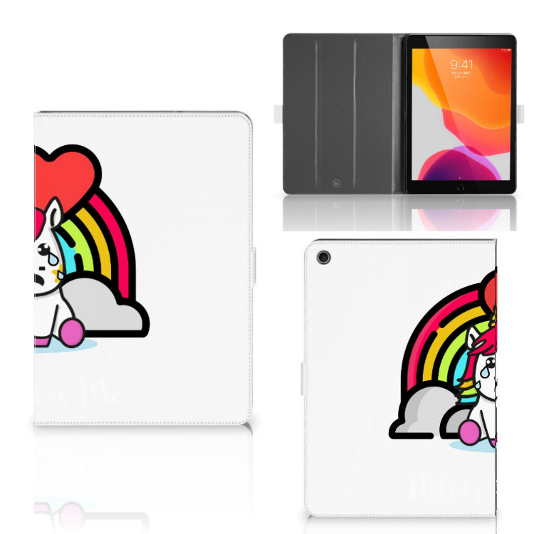 Hippe Tablet Hoes Unicorn Nobody - collage met voor-, achter- en binnenkant