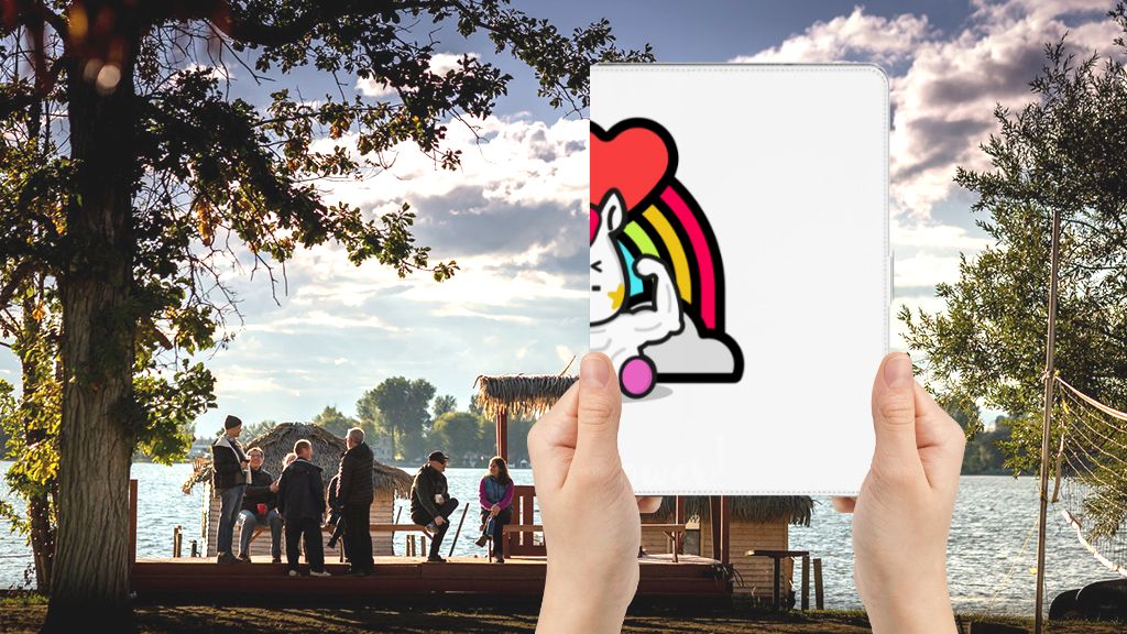 Hippe Tablet Hoes Unicorn Power - voorkant