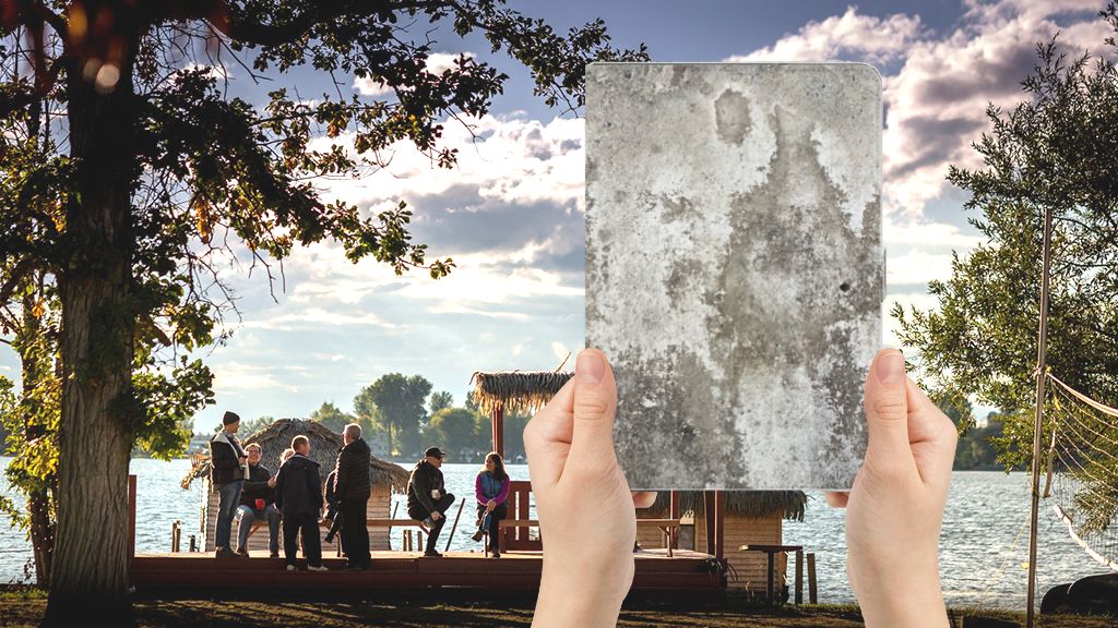 Leuk Tablet hoesje Beton Print - voorkant