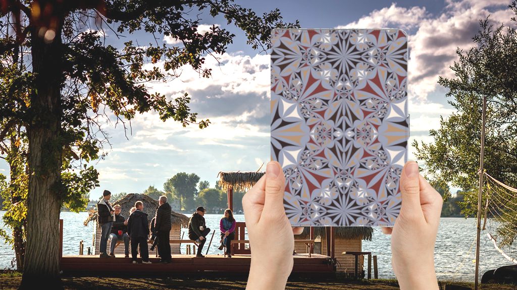 Leuk Tablet hoesje Flower Tiles - voorkant