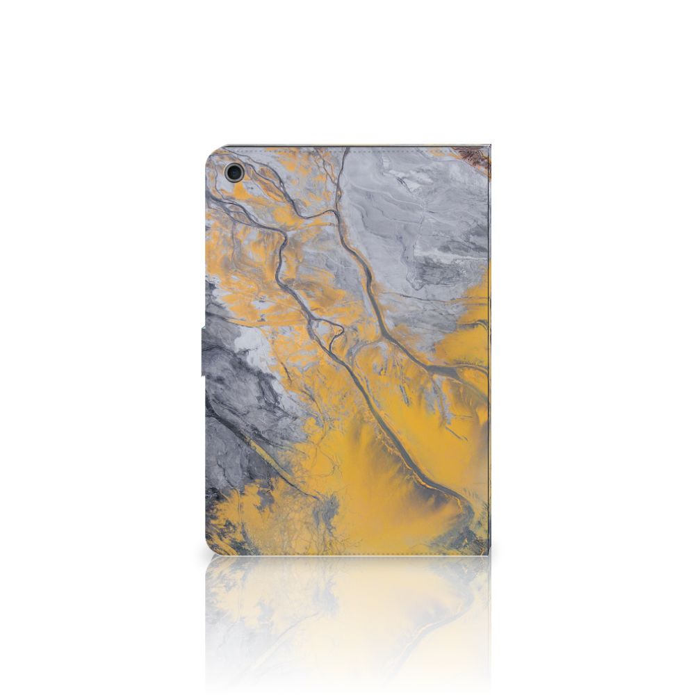 Leuk Tablet hoesje Marble Blue Gold - open hoes