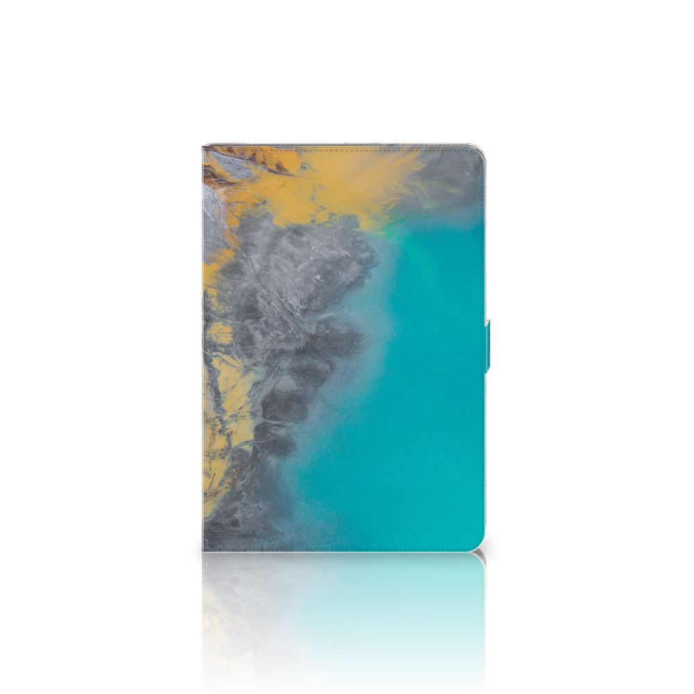 Leuk Tablet hoesje Marble Blue Gold - achterkant