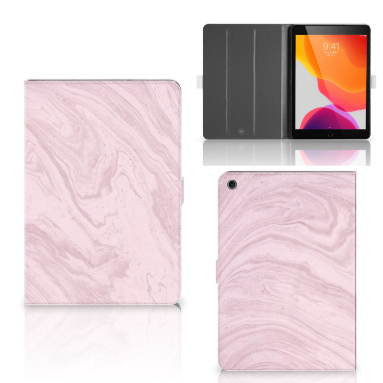 Leuk Tablet hoesje Marble Pink - Origineel Cadeau Vriendin - collage met voor-, achter- en binnenkant