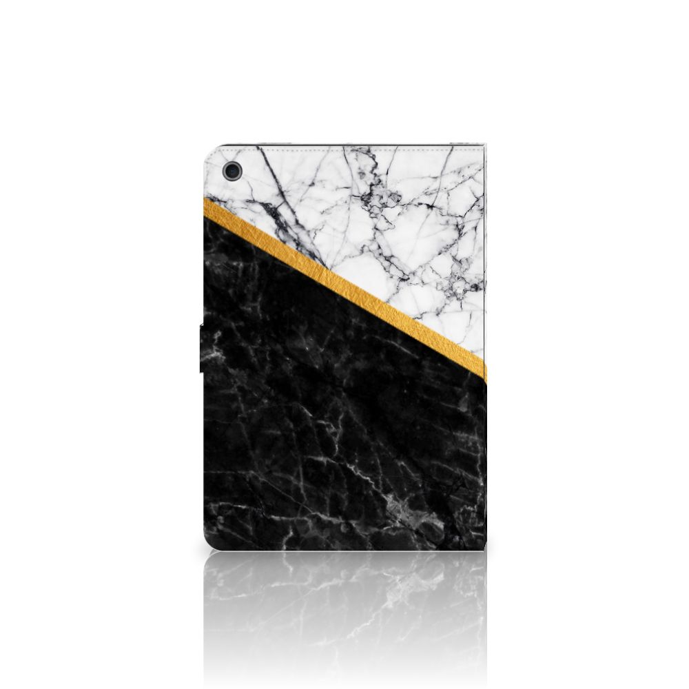 Leuk Tablet hoesje Marmer Wit Zwart - Origineel Cadeau Man - open hoes