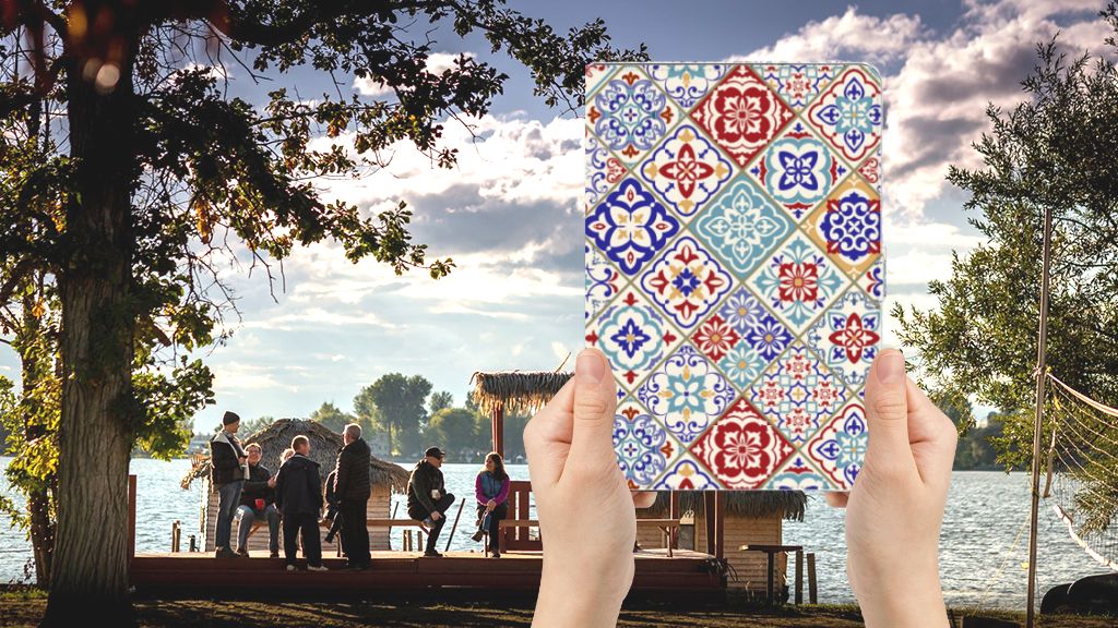 Leuk Tablet hoesje Tiles Color - voorkant