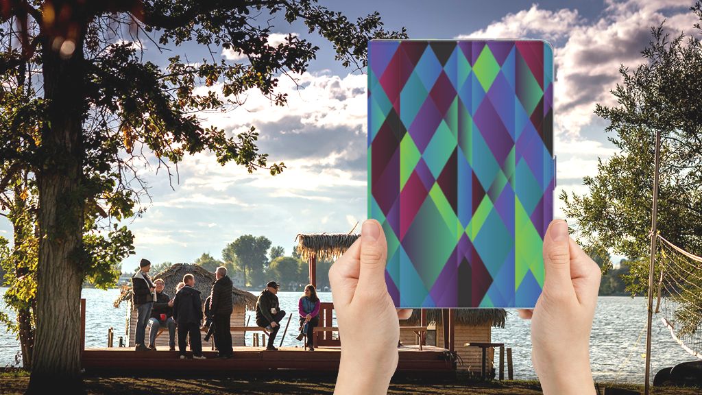 Tablet Beschermhoes Abstract Green Blue - voorkant