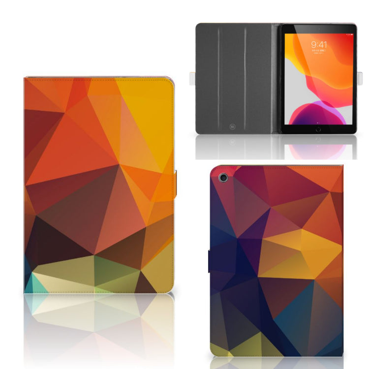Tablet Beschermhoes Polygon Color - collage met voor-, achter- en binnenkant