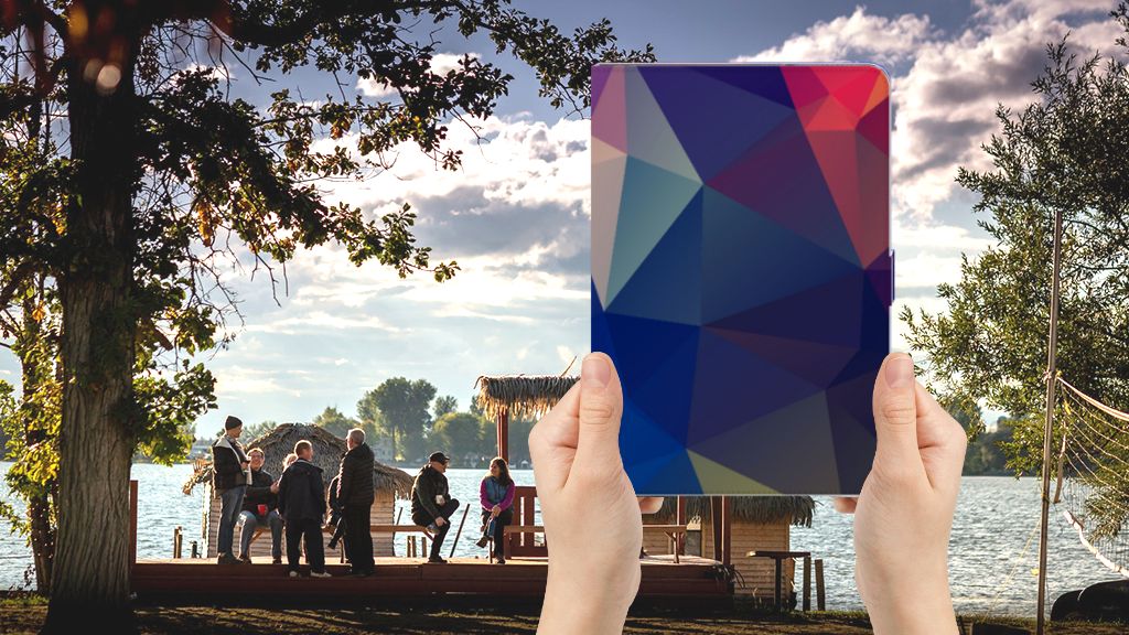 Tablet Beschermhoes Polygon Dark - voorkant