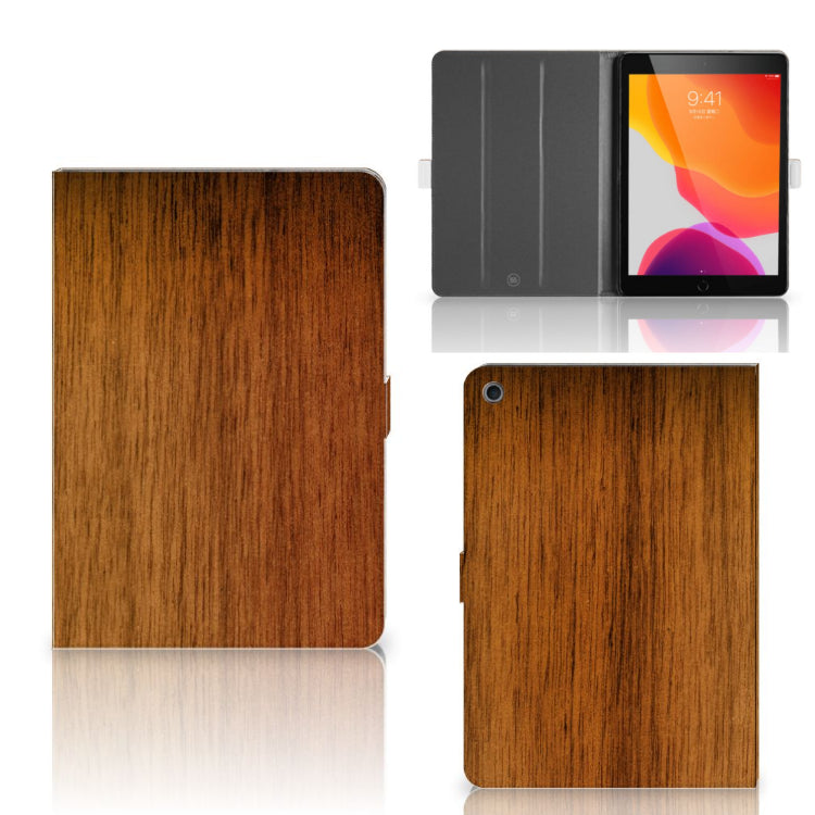 Tablet Book Cover Donker Hout - collage met voor-, achter- en binnenkant