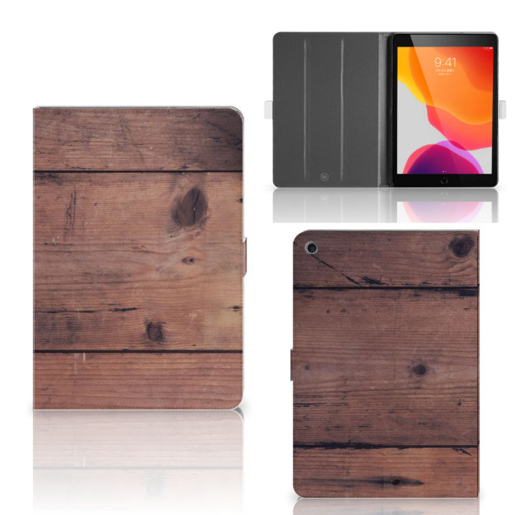 Tablet Book Cover Old Wood - collage met voor-, achter- en binnenkant