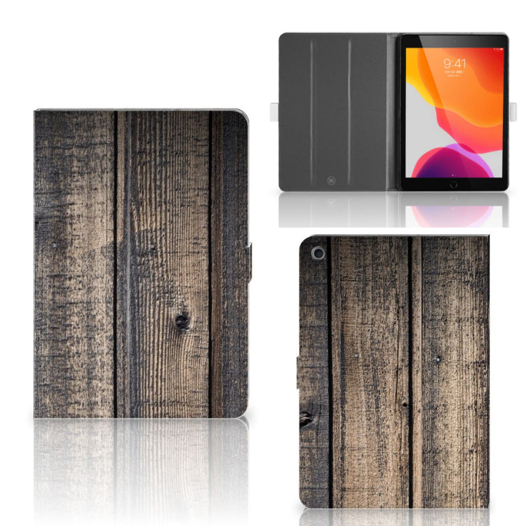 Tablet Book Cover Steigerhout - collage met voor-, achter- en binnenkant