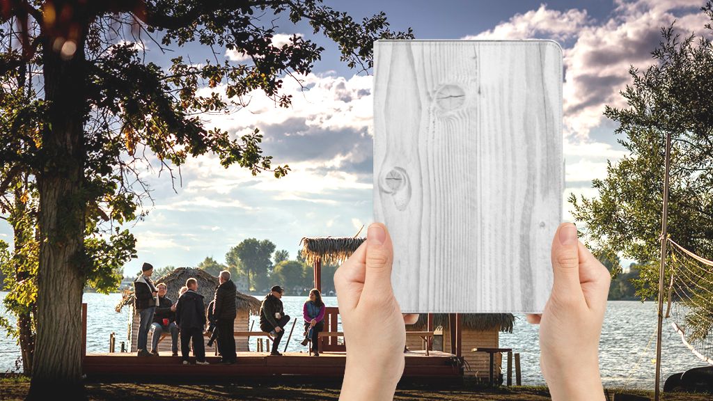 Tablet Book Cover White Wood - voorkant