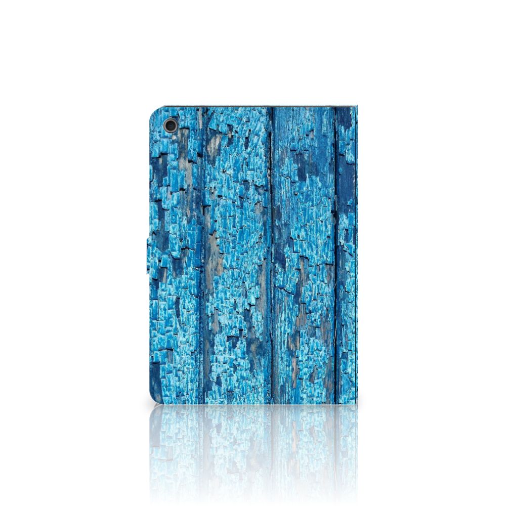 Tablet Book Cover Wood Blue - open hoes