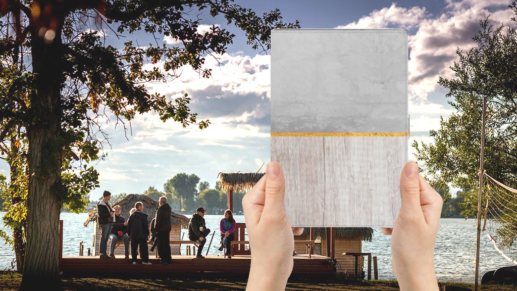 Tablet Book Cover Wood Concrete - voorkant