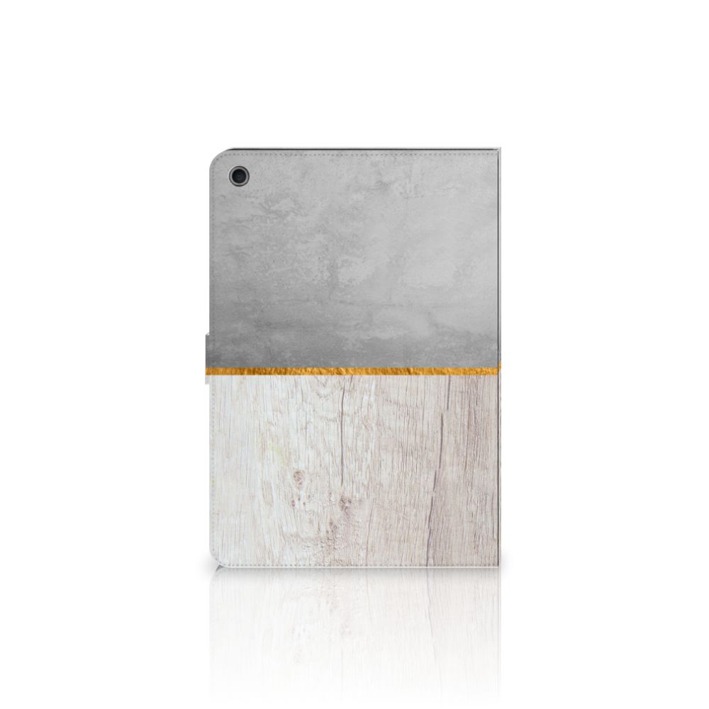 Tablet Book Cover Wood Concrete - open hoes