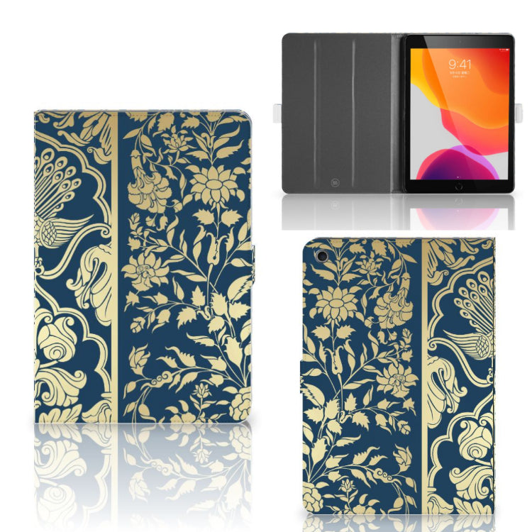 Tablet Cover Beige Flowers - collage met voor-, achter- en binnenkant