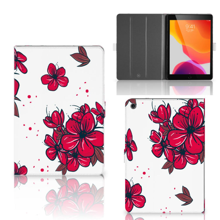 Tablet Cover Blossom Red - collage met voor-, achter- en binnenkant