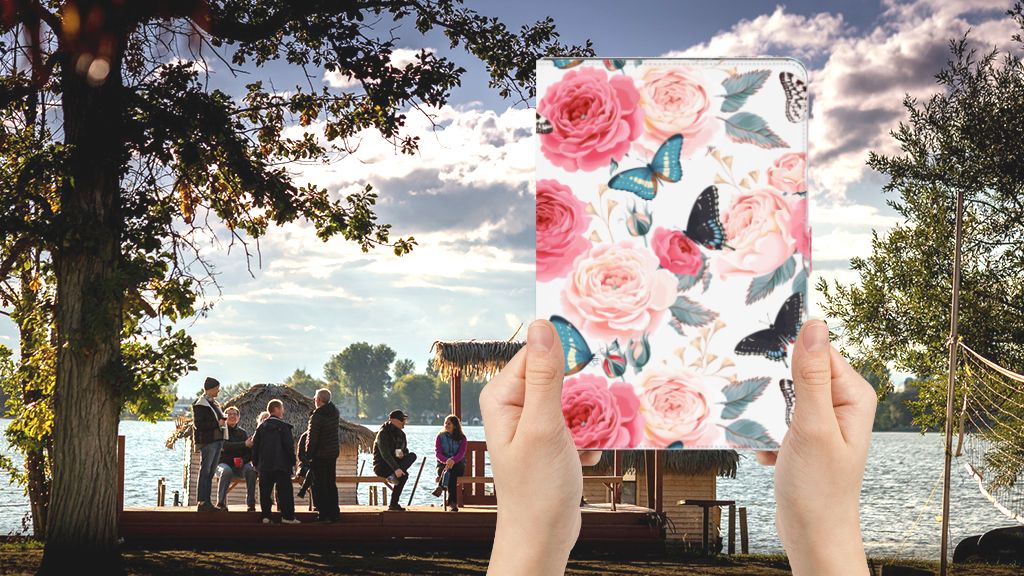 Tablet Cover Butterfly Roses - voorkant