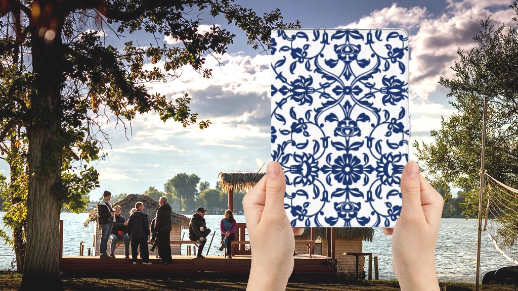 Tablet Cover Flower Blue - voorkant