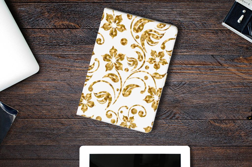 Tablet Cover Gouden Bloemen - lifestylefoto
