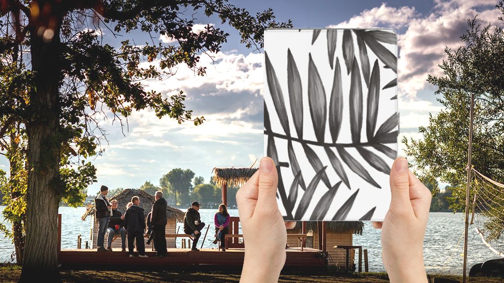 Tablet Cover Leaves Grey - voorkant