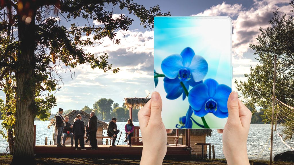 Tablet Cover Orchidee Blauw - Cadeau voor je Moeder - voorkant