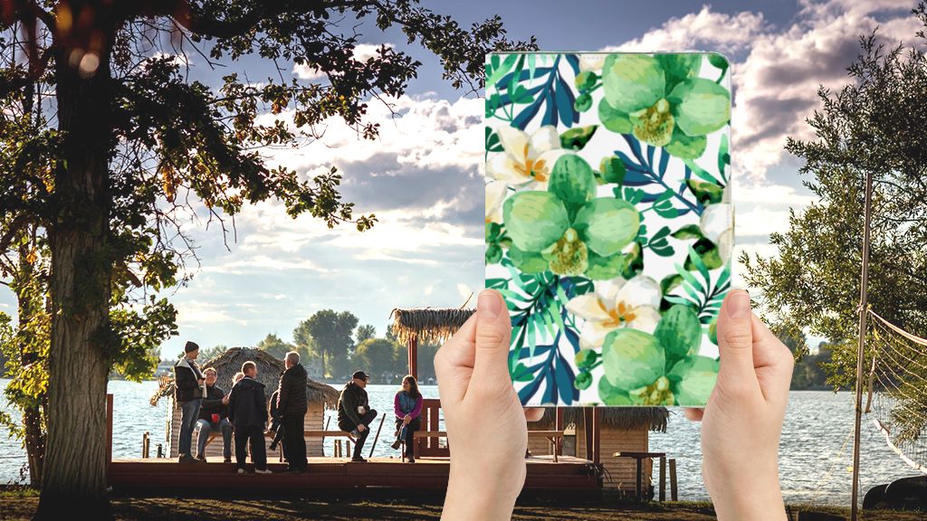 Tablet Cover Orchidee Groen - voorkant