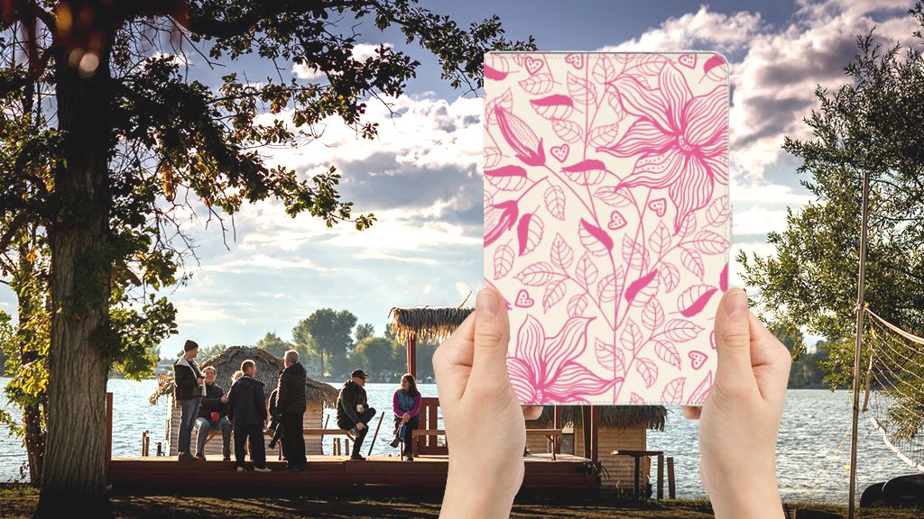 Tablet Cover Pink Flowers - voorkant