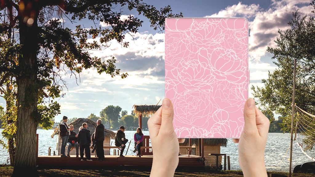 Tablet Cover White Flowers - voorkant