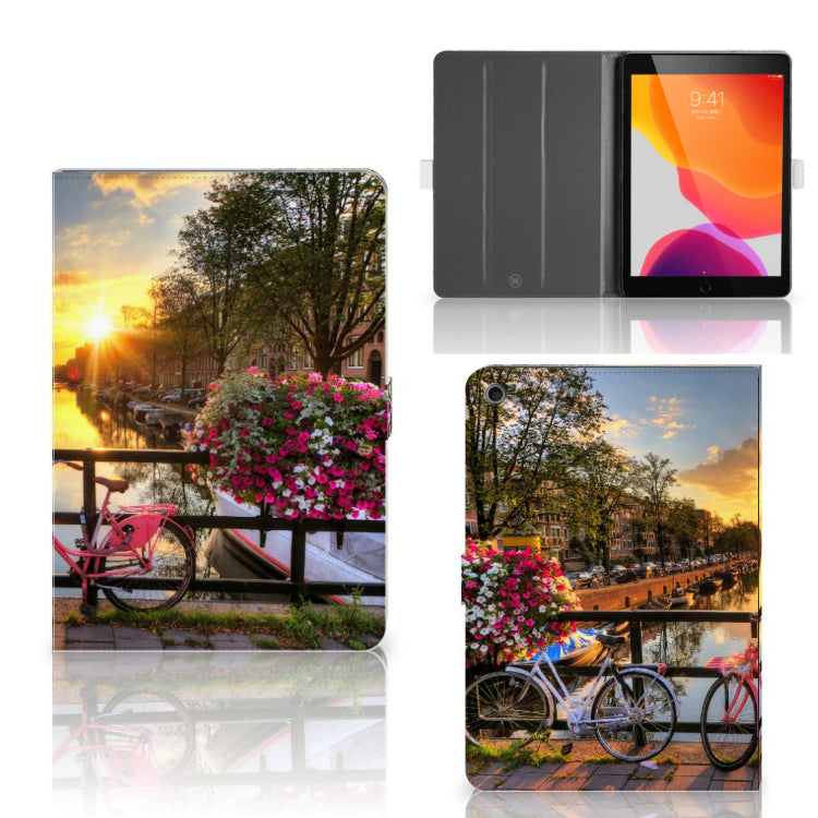 Tablet Flip Case Amsterdamse Grachten - collage met voor-, achter- en binnenkant