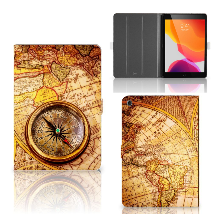 Tablet Flip Case Kompas - collage met voor-, achter- en binnenkant