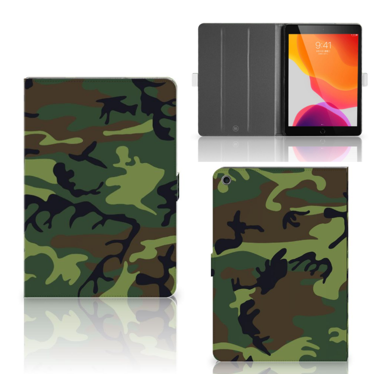 Tablet Hoes Army Dark - collage met voor-, achter- en binnenkant