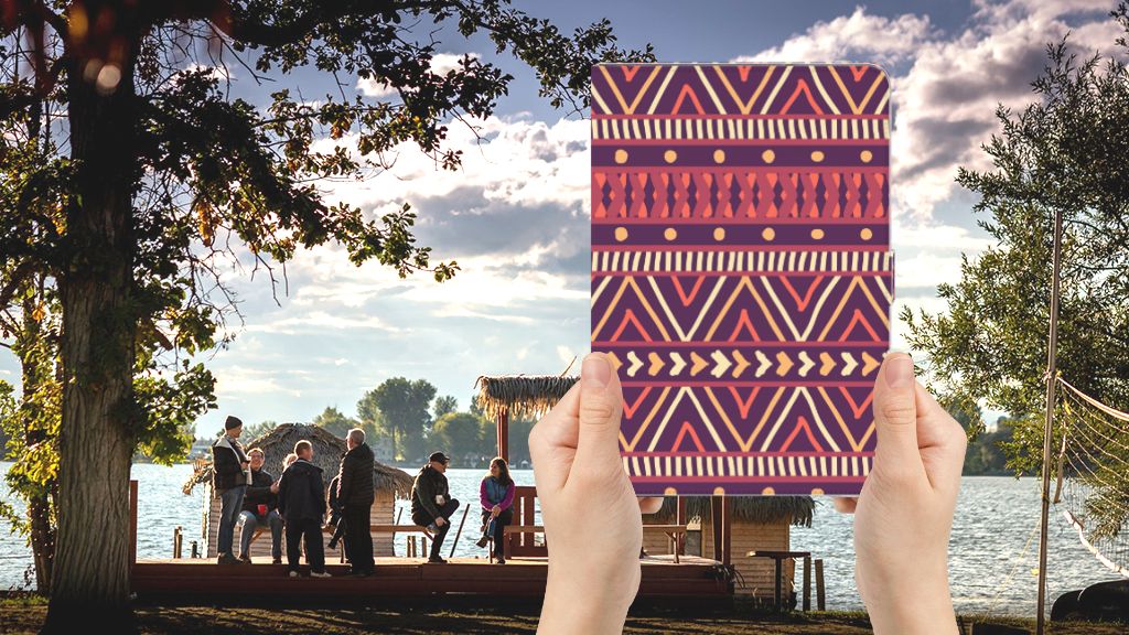 Tablet Hoes Aztec Paars - voorkant
