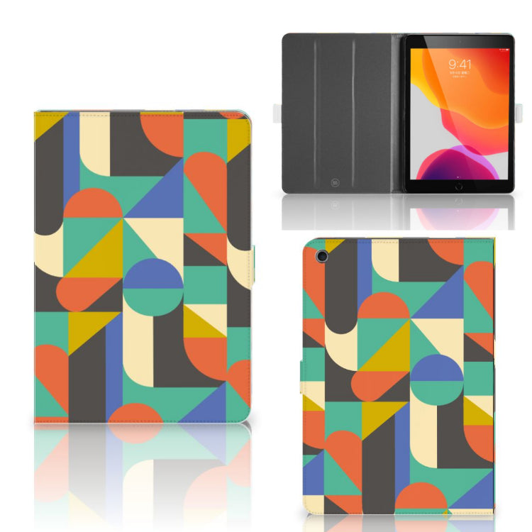 Tablet Hoes Funky Retro - collage met voor-, achter- en binnenkant