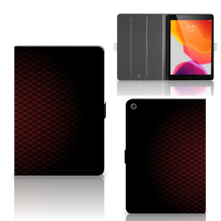 Tablet Hoes Geruit Rood - collage met voor-, achter- en binnenkant