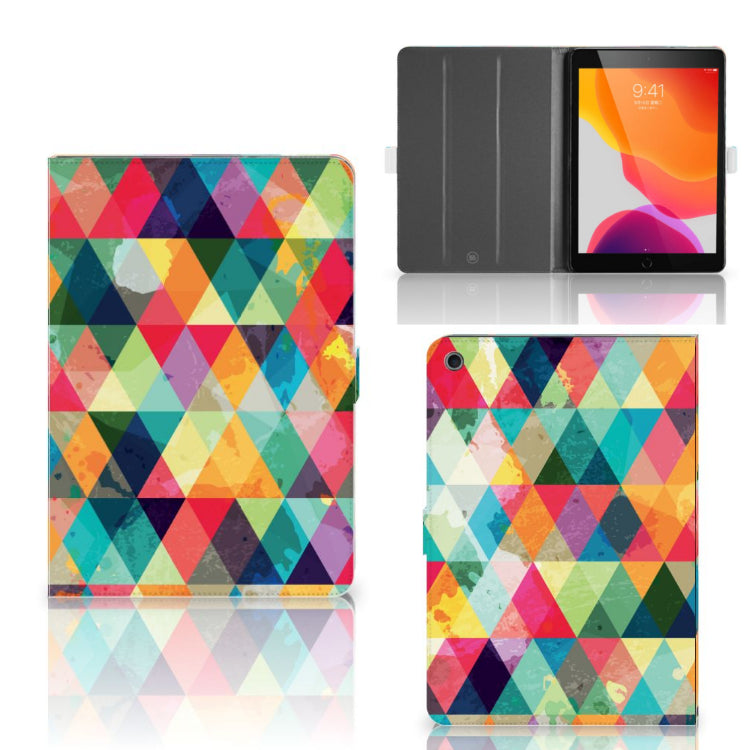 Tablet Hoes Geruit - collage met voor-, achter- en binnenkant