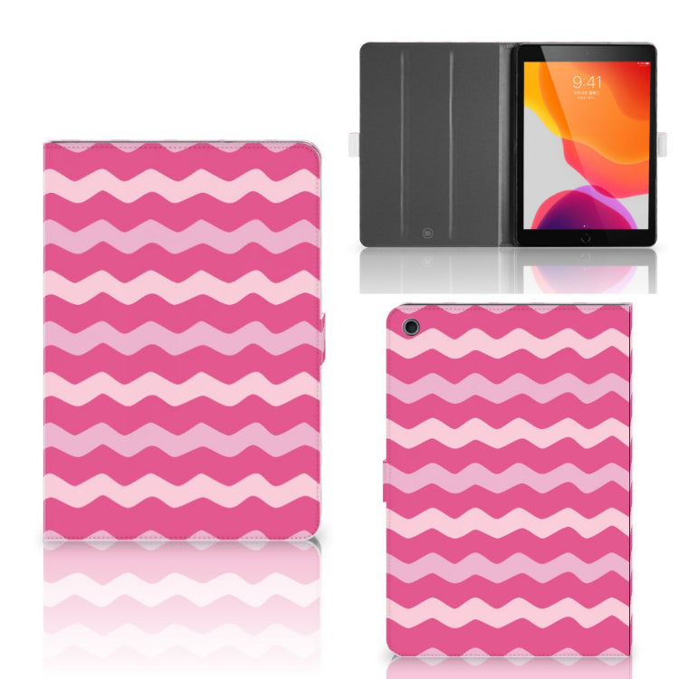 Tablet Hoes Waves Pink - collage met voor-, achter- en binnenkant