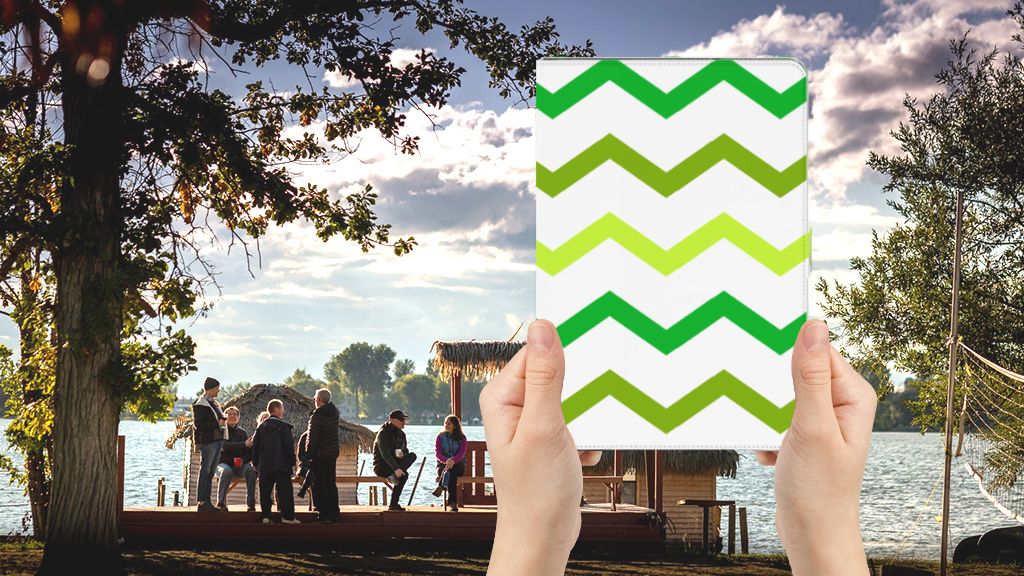 Tablet Hoes Zigzag Groen - voorkant
