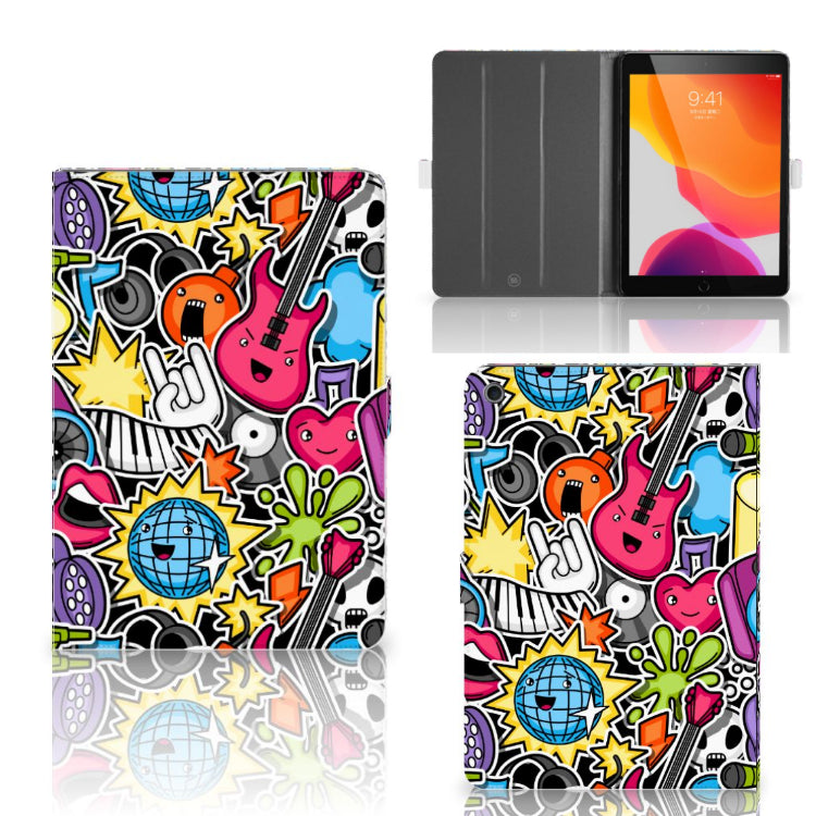 Tablet Hoes met standaard Punk Rock - collage met voor-, achter- en binnenkant